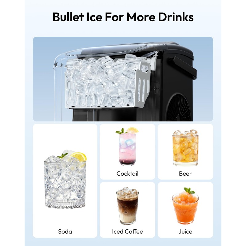 EUHOMY Countertop Ice Maker Machine with Handle, 26.2lbs Per Day,