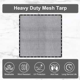 LOVE STORY 20x20FT Shade Cloth Knitted Mesh Tarp with Grommets Screen Mesh Netting for Patio Porch Balcony Greenhouse Dump Truck