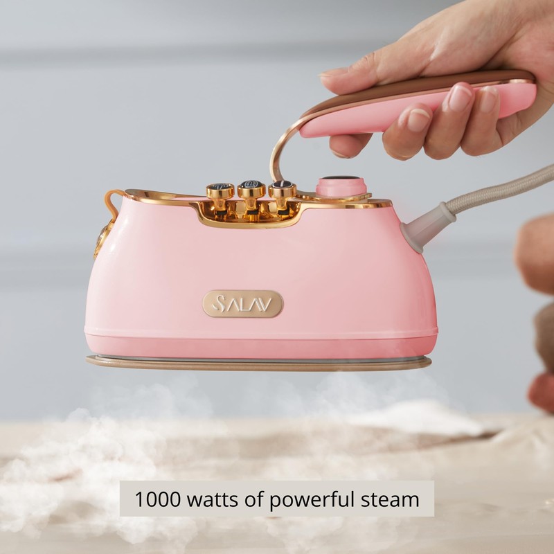 SALAV® Retro Handheld Garment Steamer + Iron, Ceramic Steam Plate,