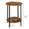 RokiaTek Round Sofa Side End Tables 2-Tier Industrial Bedside Nightsand