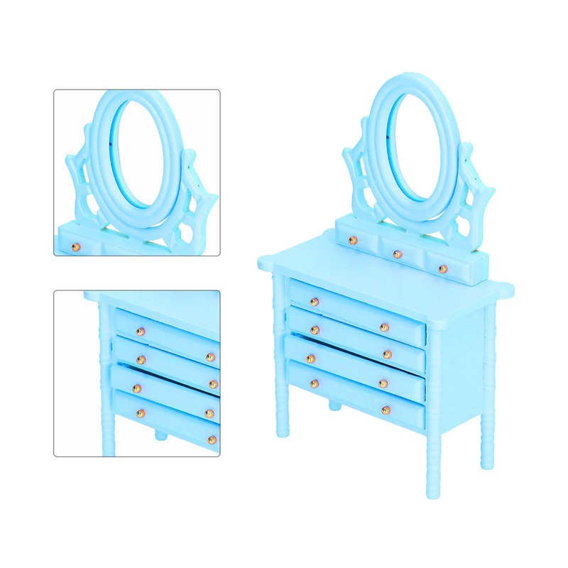 1:12 Scale Dollhouse Toilet Table High Simulation Wooden Miniature Dressing