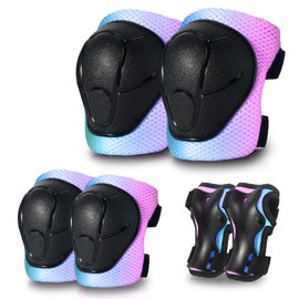 JeeFree Skateboard Pads Kids/Youth/Adult Shield Elbow Pads and Wrist Guards Protective Gear,Strong Double Straps&Adjustable Easy-Fix Clips for Skateboarding,Rollerblading,ScooterRoller,Skating,Bicycle