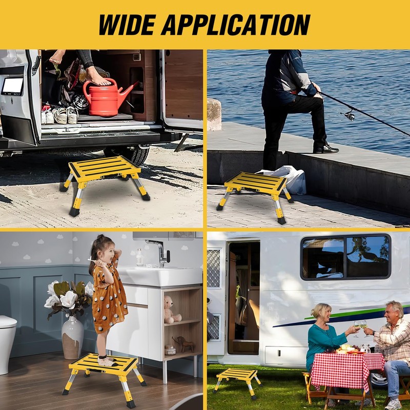Nilight RV Step Stool Portable Folding Aluminum Platform Steps with
