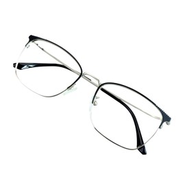 VisionGlobal Blue Light Blocking Glasses for Computer Reading or Gaming, UV 400 Anti Glare Lenses Help Reduce Eye Strain and Fatigue, Men and Women Frame (3147_Silver Black(c6), x1.50 Magnification)
