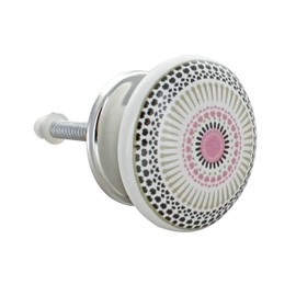 G Decor Positive Energy Ceramic Door Knobs Vintage Shabby Chic Cupboard Drawer Pull Handles (Pink)