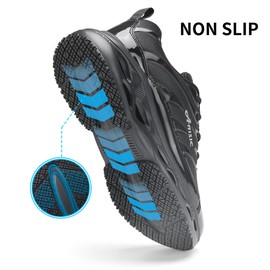 JJMIMAIFJ Non Slip Work Shoes for Men Women Waterproof Sneakers Men Comfortable Restaurant Chef Shoes Slip Resistant Shoes for Men Breathable Walking Sneakers for Daily Use Black