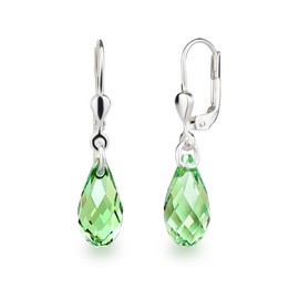Schöner-SD Earrings 925 Silver with Small Briolett Drops Crystals, Glass