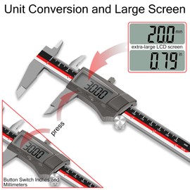 WISEUP Digital Caliper Measuring Tool,Stainless Steel Waterproof and dustproof Digital Caliper, 6inch / 150 mm Vernier Caliper Digital with Large LCD Screen，Extreme Accuracy Fowler Digital Caliper