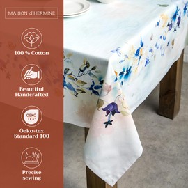 Maison d' Hermine 100% Cotton Table Cover - 70"x120" Rectangle Decorative Tablecloth - Tablecloths for Dining, Wedding, Farmhouse & Parties - for Spring & Summer - Lazy Summer Days Collection