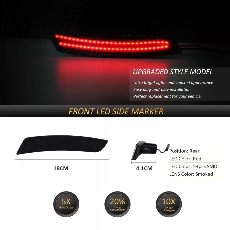 D-lumina 4X Smoked LED Side Marker Bumper Lights Amber Lamps