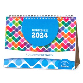Positive 2024 Table Calendar | Office Desk Calendar | in Non-Coated Ecosustainable Paper - Ideal for Marking Appointments and Commitments | 21 x 15 cm | 28 Facades with Double Months