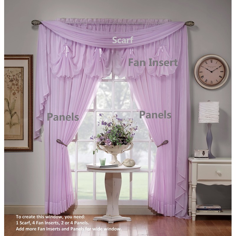 Today's Curtain Emelia Original Voile Scarf 216", Lilac, 45"W x
