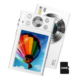 4K Digital Camera, 48 Megapixels, AF Function, 1.2 inches (3 cm) Macro Photography, Video Recording, Time-Lapse, Slow Motion, Students, School Trips, Kids, Autofocus, Ultra Lightweight, Beginner Set,