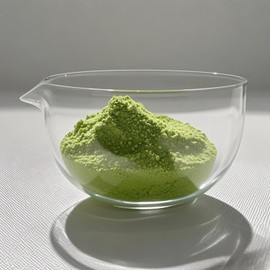 Textured Glass Matcha Bowl With Spout,1 Pack Handmade Clear Glass Chawan Matcha Green Tea Whisk Bowls,Japanese Style Cute Salad Mixing Bowl Cup (Bowl-A03)