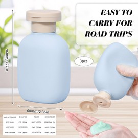 3 Pcs Travel Lotion Container, Travel Shampoo Containers, Lotion Bottles Squeeze Refillable, for Shampoo, Conditioner, Lotion, Perfect for Travels & Camping(3.4oz, with 1*Labels Sticker)
