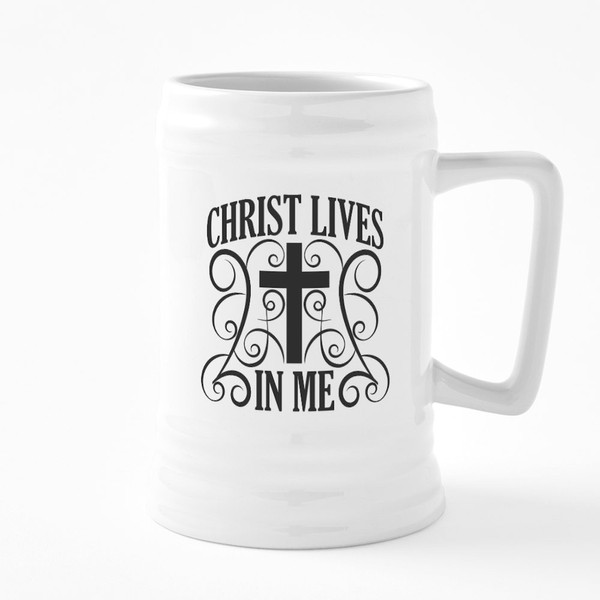 CafePress Christ Is In Me Black Typography Cross With Swirls