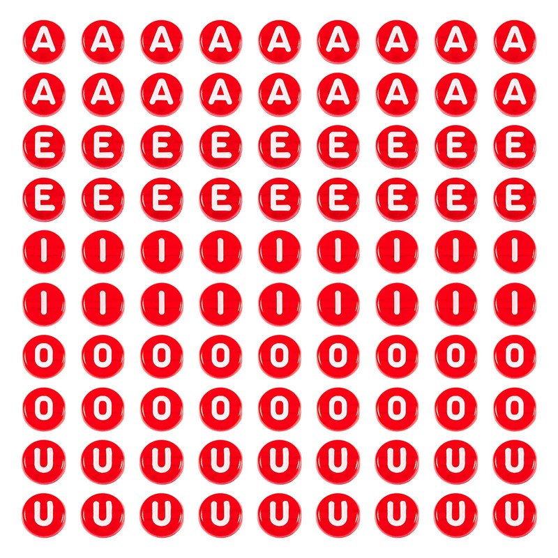 Craftdady 100pcs Red 7mm Letter Beads Flat Round Acrylic Alphabet