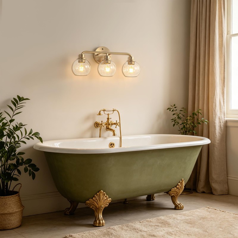 Watyo Bathroom Light Fixtures Gold Vanity Light 3 Light Wall