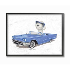 Stupell Industries Dog with Sunglasses in Blue Convertible Family Pet Wall Art, 16 x 20, White