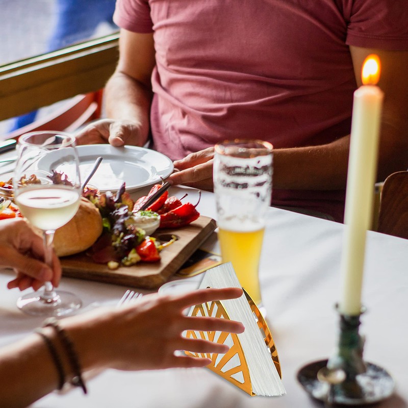Napkin Holder, 2 Pieces, Simplicity Stainless Steel Triangle, for Kitchen