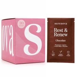Serenova Magnesium Glycinate Sleep Supplement 30 x 10g | Chocolate Flavour | with Glycine, L Theanine & Lemon Balm | Sleep Aid Hot Chocolate Sachets for Women | Vegan Friendly