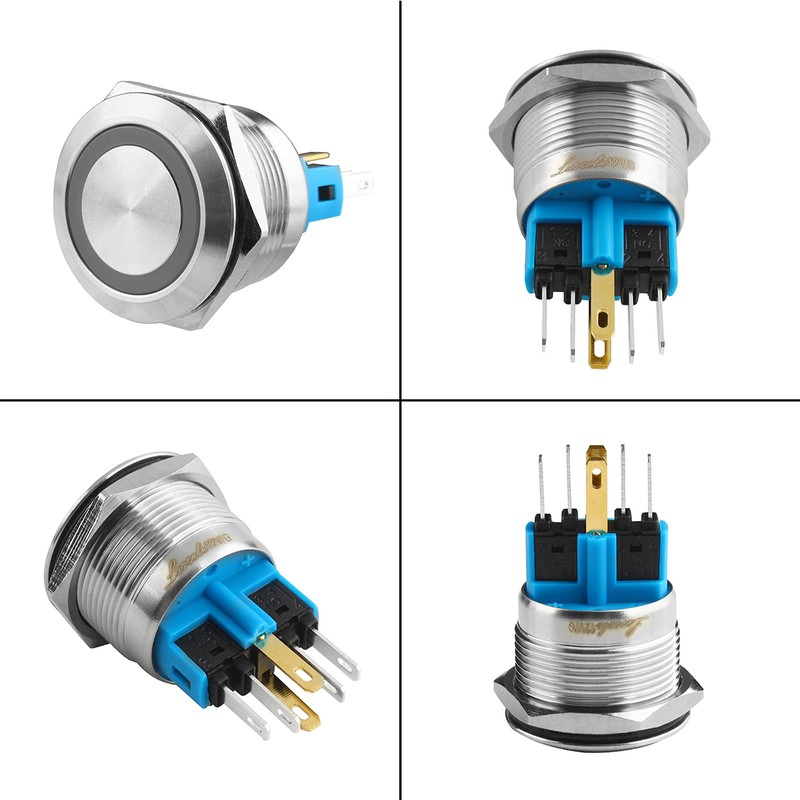Larcele 22 mm Waterproof Pressure Switch with 12 V Indicator