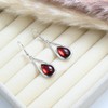 Ruby Gemstone Drop Dangle Earrings Red Teardrop Earrings with Silver