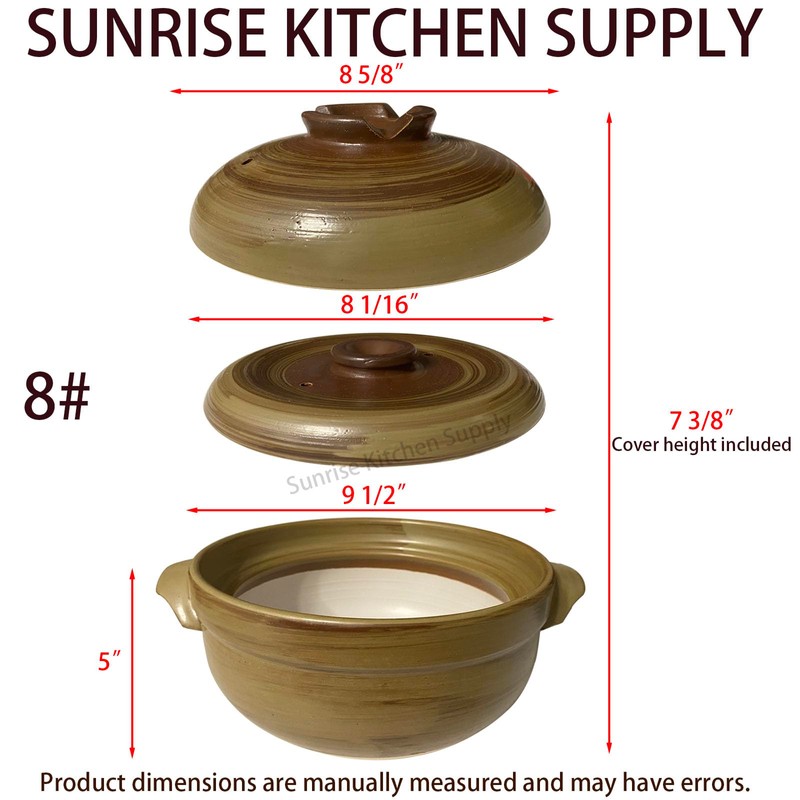 SUNRISE Donabe Hot Pot (Double Lid #8, 3 QT)
