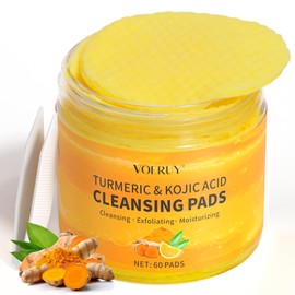 60 Pcs Turmeric Kojic Acid Cleansing Pads Facial Cleansing Facial Scrubs Enhance Dark Acne Spot Exfoliating Rich Vitamin C Pads Freckle Removal Pads