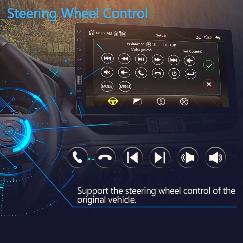 podofo Single Din Apple Carplay Car Stereo with Android Auto,