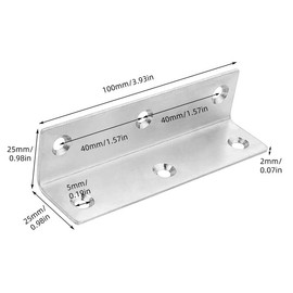 L Shape Angle Connector, Pack of 10 Stainless Steel Angle Corner Brackets, 100 x 25 x 25 mm, Heavy Duty Wood Connector, Corner Bracket, 90 Degree with 60 Screws for Reinforcement of Tables, Furniture,