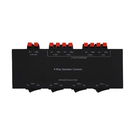 ADWITS 4 Channel Passive Speaker Selection, 4 Zone Sound Distributor Box Hub, Supports up to 200W/Total Power, Square Full Metal Housing