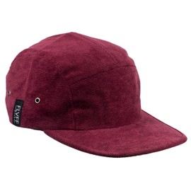 FLVFF 5 Panel Hat for Men Women Flat Brim Baseball Cap Urban Street Camper Hats (F1) (Burgundy Corduroy)