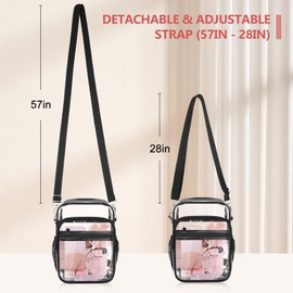 Blvornl Clear Crossbody Bag with Adjustable Shoulder Strap, Stadium Approved PVC Purse Bag with Front and Side Pocket, Messenger Bag for Women and Men for Concerts Events Festivals