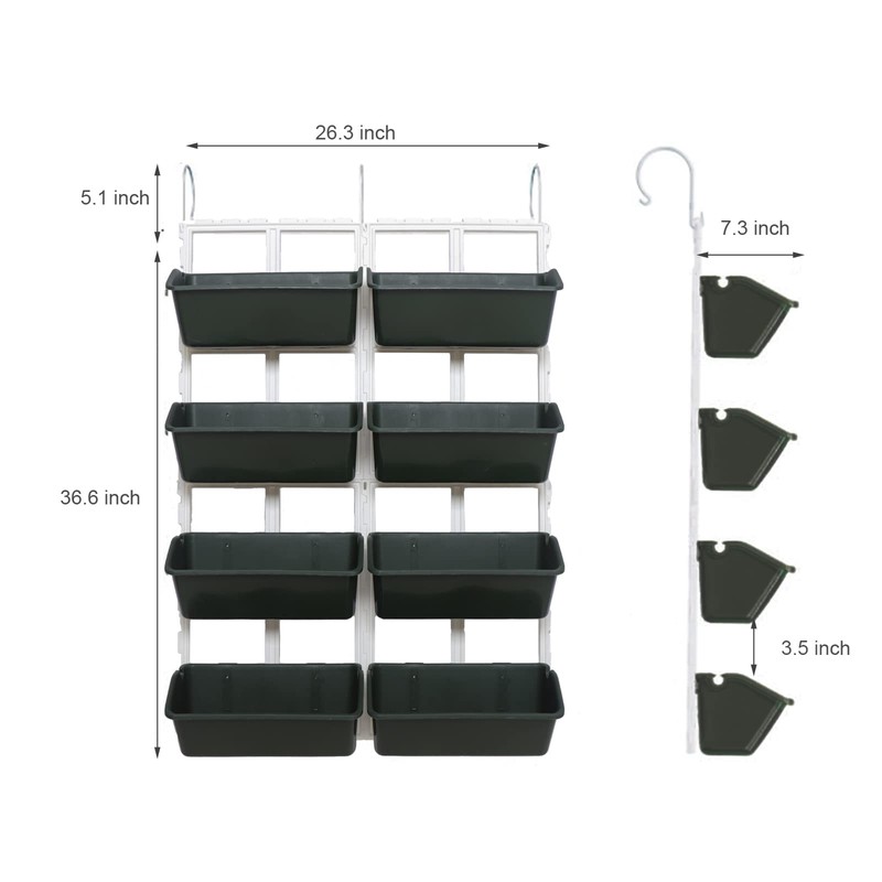 WANLECY 8 Pockets Vertical Planters Indoor Outdoor Living Wall Mounted