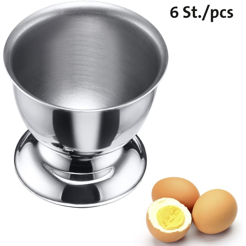 ACTIUSIS Stainless Steel Egg Cups with Base, Stackable, Set of