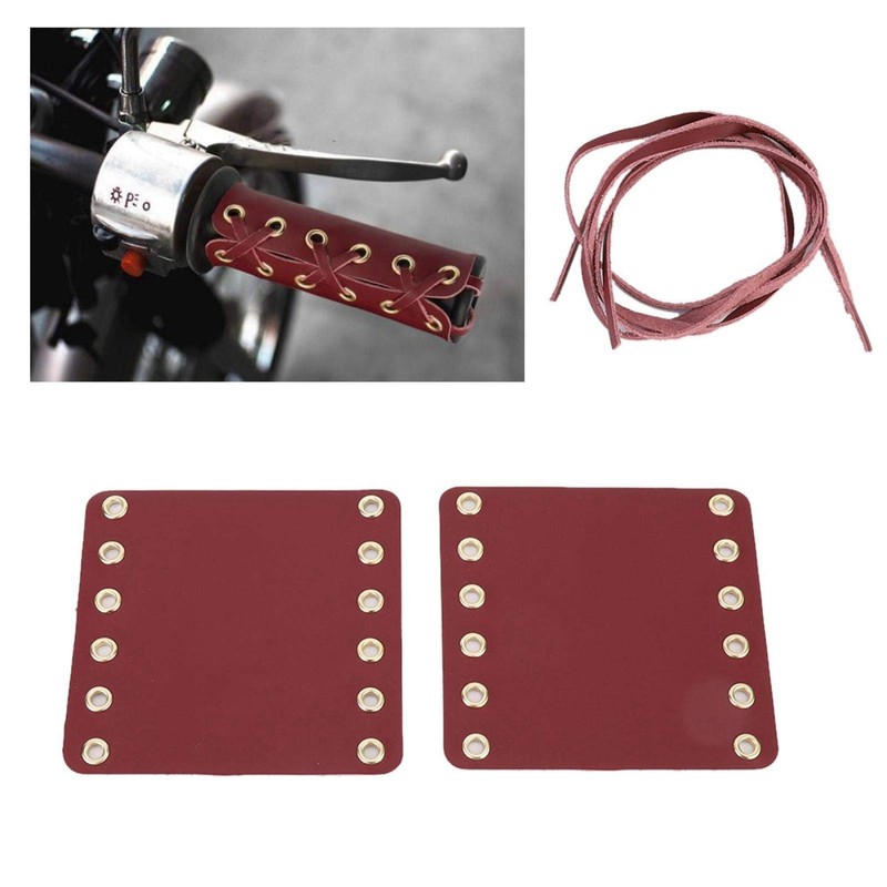 2PCS Leather Motorcycle Handlebar Grips Hand Grip Covers Motorcycle Modification