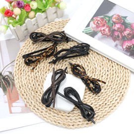 Chanaco Flat Hair Clips Bow Hair Clip for Women Leather Twist Claw Clip Non-Slip Hair Accessories 6PCS Hair Bows Barrettes for Thick Hair