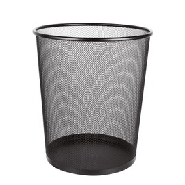 ASelected Metal Mesh Bedroom Trash Can, 16 Litre Mesh Wastepaper Basket, Trash Can, Bedroom Bathroom Office Home Kitchen Supplies, 35X29.5Cm Black Round Large