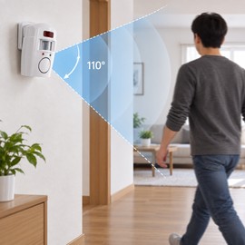 Wireless Motion Sensor Alarm for Home Security – 105dB Infrared Alert with 2 Remote Controls for Garage, Shed & Office