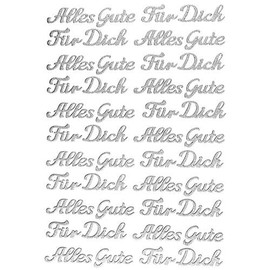 Ideen mit Herz 3D Sticker Deluxe | For Weddings, Various Wedding Motifs | Raised Stickers | Sheet Size: 21 x 30 cm (Für Dich & Alles Gute | Silver)