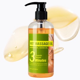 Hot Massage Oil for Relaxing Muscles, Lavender Oil Warming Massage Oils for Massage Therapy, 235ml Body Oil for Women, Lavender Essential Oils with Caffeine Recovery, Cellulite Appearance Relaxation