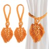 CREATCABIN 2Pcs Rope Curtain Tiebacks Boho Rustic Leaf Curtains Tie