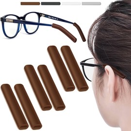 3 Pairs Silicone Glasses Ear Cushion, Eye Glasses Ear Grippers Anti Slip, Glasses Ear Grips Non Slip, Eyeglass Ear Cushions for Pain, Temple Sleeves Tips Ear Pads for Glasses Slip Preventer (Brown)