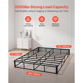 Happybuy 9" Queen Size Box Spring - Heavy Duty Steel Bed Foundation with Removable Washable Cover, Supports 3500lbs (79"x60"x9")