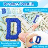 Self Adhesive Chenille Letters Patches 104PCS Blue Stick on Letter