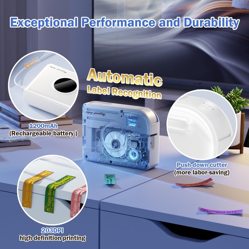 Phomemo A30 Label Maker, Mini Bluetooth Label Maker Machine with