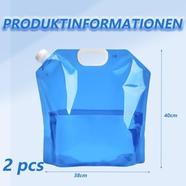 ClcIosis 2 x Foldable Water Canisters, 10 L, Foldable Water Bag, Foldable Water Canister for Camping, Outdoor Barbecue, Hiking, Long Distance Transport, Robust Lightweight