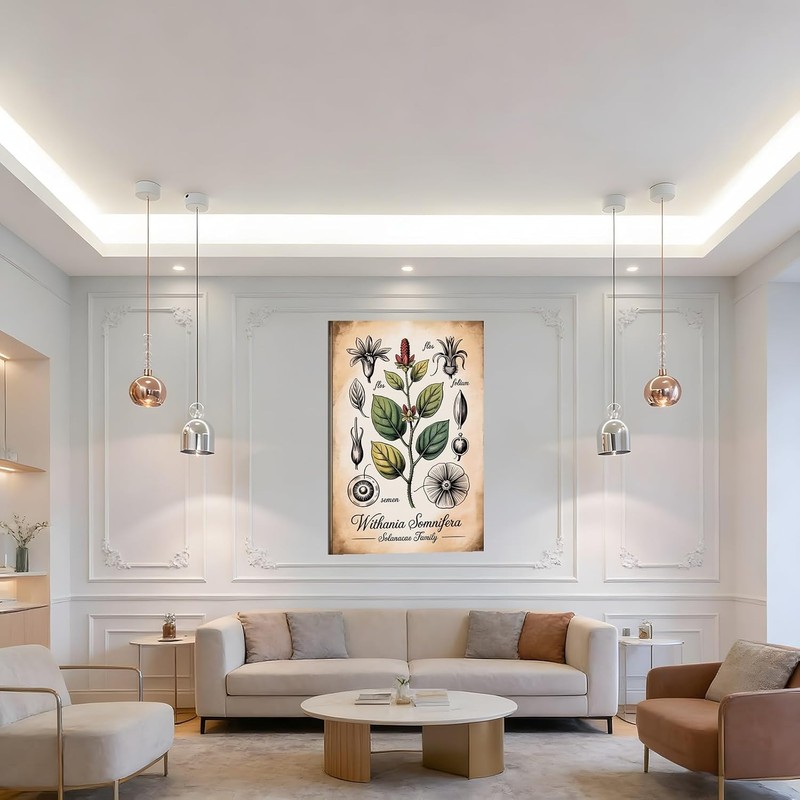 Placa botánica de Ashwagandha – Withania Somnifera 30x45 cm, impresión