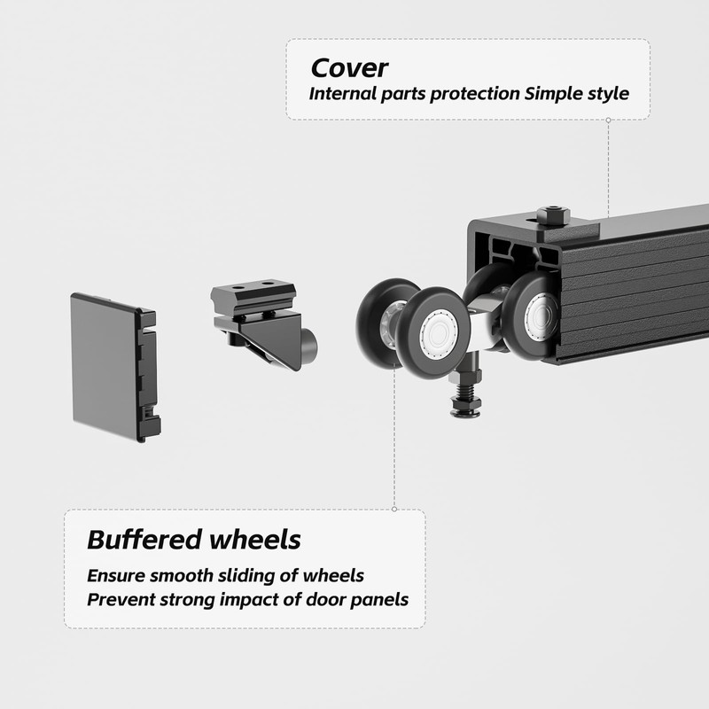 CCJH 8FT/96'' Box Rail Sliding Barn Door Hardware Kit Aluminium
